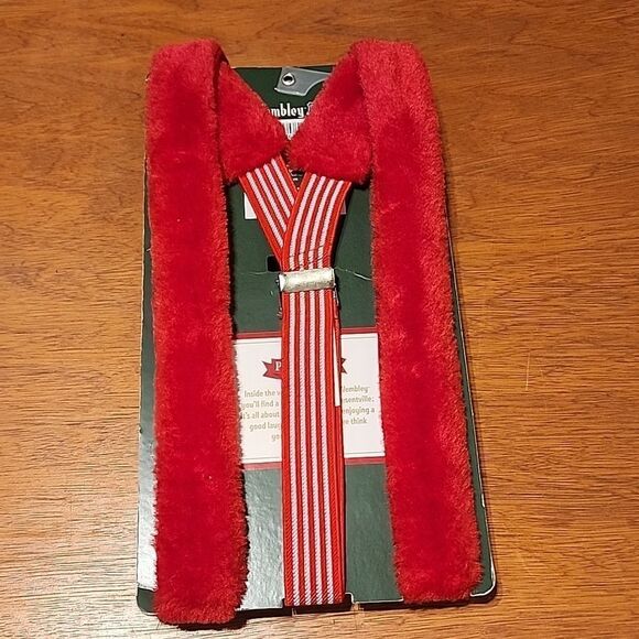 New Fuzzy Santa Christmas Suspenders - Picture 4 of 4